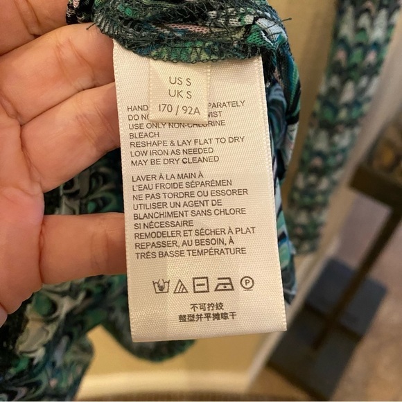 FREE PEOPLE Women Green Patterned Mesh Lucky Shirtee Button Top Size Small - Picture 6 of 8